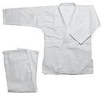 Ace Martial Arts Supply Single Weave Judo GI-White, Blue, and Beige, White, 0