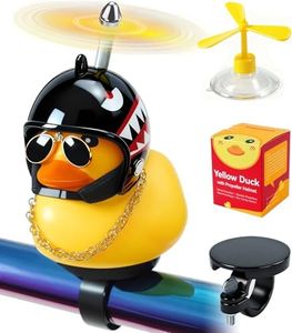 EMPATHECH Rubber Duck Bike Decorations Stable Clamp Mount Cute Duck Bike Bell Two Helmet Propeller Bike Accessories e Scooter Accessories Motorcycle Accessories Cycling Gifts Black Shark