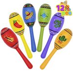 12 Mini Wooden Fiesta Maracas 6 Designs Noisemaker for Mexican Fiesta, Cinco De Mayo Party Favors, Musical Fun, Birthday Parties, Luau Party, Carnivals, Taco Tuesday Event