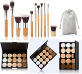 FantasyDay® Professional 15 Colours Cream Concealer Camouflage Makeup Palette Contouring Kit + 11 Pcs Makeup Brushes - Ideal for Professional and Daily Use