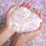 XNHIU 20g Christmas Party Decoration Iridescent Fake Decorative Artificial Snow Flakes Glitter Snowflakes for Christmas Tree Decoration Holiday Home Winter Ornaments (20g)