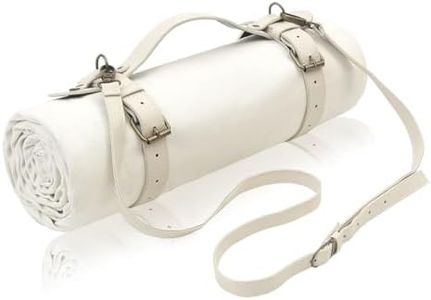 NOONOOJOOJOO 4'9”x 6'3” White Picnic Blanket - 100% Cotton Canvas, Wedding Bride Groom Gift, Lightweight Outdoor Camping Mat with Vegan Leather Shoulder/Hand Carry Strap