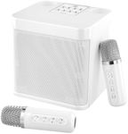 Karaoke Machine, Portable Karaoke Systems with 2 Wireless Microphones for Adults & Kids, Karaoke Machine Speaker with Voice Changing Effects, Support Bluetooth, AUX, USB for Home Karaoke,Party (White)