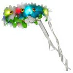 Light-Up Flower Halo Headpiece Ribbon Hair Crown Accessory Floral Fairy Costume Glowing Headband Wreath Flashing Night Party Favor Summer Tropical Theme Garland Top Bright Props for Girls/Women