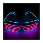 J&L Glasses LED Light Up Shutter Glasses EL Wire Neon Glasses Sound Activated for Halloween Disco Bar Party (Blue,Pink,clear)