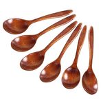 Wooden Spoon Set Handmade Wood Spoon Craft for Tea Coffee Honey Sugar Condiment Rice Kids Spoons 6 Piece