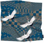 Xuwenz Bandana Three Cranes Soft Comfortable Dragonfly Ginkgo Leaves Fan Wave Bird Silk Scarf for Women Hair 90x90 CM