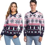 Aseniza Christmas Jumpers Mens Womens Xmas Sweater Couples Fashion Sweatshirt Knitted Novelty Unisex Santa Reindeer Pullover Ugly Snowflakes Gifts（Style C-Men，M）