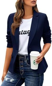 Womens Casual Blazers Long Sleeve Lapel Button Slim Work Office Blazer Jacket(Navy,XX-Large)