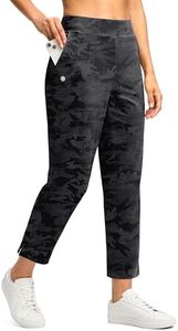 27.5" Women's Pants Travel Ankle 7/8 Golf Pants 3 Pockets, Grey Camo, XL