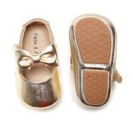 Felix & Flora Baby Infant Girls Soft Sole Floral Princess Mary Jane Shoes Prewalker Wedding Dress Shoes(Gold,2-2.5 Years Toddler)