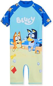 Bluey Bañador Niña Bañador Natacion Traje de Baño Niña de Manga Corta Una Pieza para Playa Piscina Bañador de Manga Larga Niña Ropa Niña 18 Meses - 8 Años (Azul, 4-5 años)