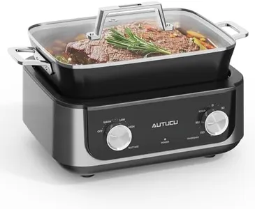 AUTUCU N61NA 7-Quart Slow Cooker with PFOA-Free Nonstick Ceramic Coating, 3 Adjustable Heat Settings & Timer | Dishwasher Safe, Oven Safe Split-Design for Easy Cleaning | Slow Cooker