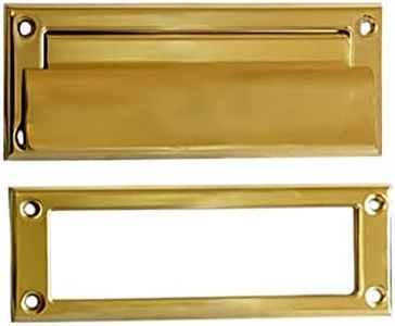 QCAA Soild Brass Mail Slot, with Solid Brass Interior Frame, 8-7/8''X2-7/8" Polished Brass 1 Pack, Made in Taiwan