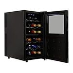 Koolatron 18 Bottle Dual Zone Wine Cooler, Black Thermoelectric Wine Fridge, 1.7 cu. ft (48L), Freestanding Wine Cellar, Red, White, Sparkling Wine Storage for Home Bar, Kitchen, Apartment, Condo