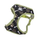 Coastal - Ribbon - Designer Wrap Adjustable Dog Harness, Brown Paws and Bones, 5/8" x 16"-19"