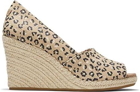 TOMS Women's, Michelle Sandal, Natural Textured Cheetah Fabric, 9