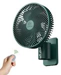 8 Inch Oscillating Wall Mounted Fan with Remote Control,Timer and 4 Speeds Settings,Adjustable Tilt,70-Inches Cord Ultra Quiet,Powerful, 7 Blades, Easy to Clean for Bedroom, Office Indoor Home Green