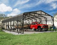 Jocisland 20x40 FT Heavy Duty Metal Carport for Multiple Vehicles, All-Weather Car Canopy with Galvanized Steel Roof & Reinforced Base, Shelter for Bass Boats, Full-Sized Pickups and Tractors
