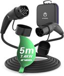 EVEEL Type 2 Charging Cable, 7.4 kW, 5 m, 230 volts, 32 A, 1 Phase, Type 2 to Type 2, Compatible with e-up, Audi Hybrid, e-tron S, e-Soul, Corsa-e, Forfour, Peugeot e-20008
