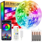 FUPT Led Strip Lights,2m Led Light Strips Battery Powered with App&Remote, Flexible 5050 RGB Colour Changing Led Lights for Bedroom,TV,Gaming Room Music Sync,Christmas,Halloween Decorations