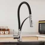 Plantex Designer Single Lever Sink Faucet with Dual Flow Pull Out/360° Rotatable Flexible tap for Kitchen Sink Deck Mounted -(Chrome & Black)