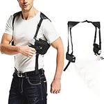 ZONSUSE Shoulder Holster, Vertical Gun Holster, Concealed Gun Holster Shoulder, Tactical Pistol Holster, with Double Magazine Pouch Adjustable Strap, for Most Pistol Outdoor Training Hunt (Black)