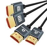 Thsucords Ultra Thin 8K 4K HDMI Cables 1.6FT 2 Pack(0.5M), Slim & Flexible Soft High Speed HDMI 2.1 Cord Support 4K@120Hz 8K@60Hz48Gbps Compatible with Roku TV/HDTV/PS5/Blu-ray