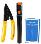 Techtest Visual Fault Locator 10mw | Vfl Fiber Optic Cable Tester Red Laser Light Source Pen Type with Cfs-3 Fiber Optic Stripping Pliers | 3 Holes Fiber Wire Stripper and Cutter Cable Stripping Tool