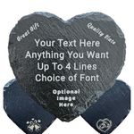 Personalised Engraved Heart Shape Slate Coaster/Placemat - Any Engraving - Optional Image- Hand Finished in UK 11cm or 25cm