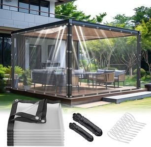 HZMGPCM Clear Tarp 12x20 ft with Grommets Thickened 14 Mil Tear Resistant Reinforced Edges Clear Vinyl Tarp for Greenhouse Sunshade and Rainproof Tarpaulin Chicken Coop