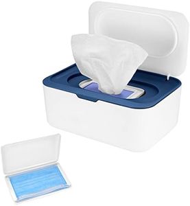 Wet Wipes Dispenser Box, Napkin Storage Holder Container Box, Dustproof Toilet Tissue Paper Box with Lid, Baby Wipes Dispenser for Home Office Desk, with a Mask Storage Organizer Case Box - Blue