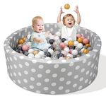 Funsland Ball Pit for Baby (No Balls), 90x30cm Soft Foam Toddler Round Play Ball Pool, Grey Dots Foldable Kids Ball Pit, Gifts for Baby Boys&Girls 1-3 Years Old, Zipper Detachable Cleaning Fabric