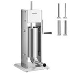 VEVOR Manual Sausage Stuffer, 8LBS/5L Capacity, Two Speed 304 Stainless Steel Vertical Sausage Stuffer, Sausage Filling Machine with 4 Stuffing Tubes, Suction Base for Household or Commercial Use