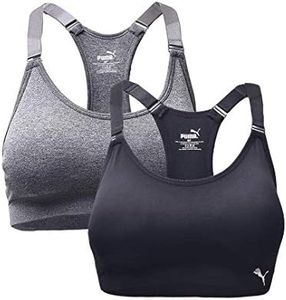 PUMA Women's Seamless Sports Bra with Removable Cups (Small, Black/Grey (2 Pack))