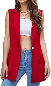 Kedera Women's Long Sleeveless Duster Trench Vest Casual Lapel Office Blazer Jacket