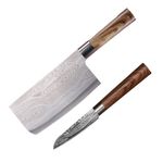 Mockery Kitchen Knife 4" Utility Knife & 6.5" Butcher Knife, Heavy Duty Stainless Steel, Damascus Laser Print, Multi Purpose Best for Home Kitchen and Restaurants (Pack of 2, Utility & Butcher Knife)