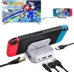 MOGOOD USB C Docking Station, Switch TV Dock Docking Station with HDMI, 1Gbps Ethernet,2*Type-A 3.0,100W USB C Charge,Compatible with Switch, Mobile Phones