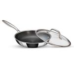 ARTTDINOX Stellar Stainless Steel Triply Frypan with Lid | Frying Pan | Etched nonstick PTFE | Non Stick Pan | Frying Pan Non Stick | Induction & Gas Base | Jindal Stainless, 24cm/1.8L, Silver