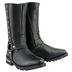 Milwaukee Leather MBM9025 Men's Black Harness Motorcycle Boots with Braid and Riveted Details - 10.5