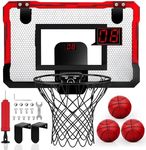 YIMORE Basketball Hoop for Kids Automatic Scoring Indoor Basketball Hoop, Mini Basketball Hoop Wall Mounted with 3 Balls Toy for Girls Boys Age 5 6 7 8 9 10 (red)