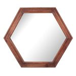Stonebriar Decorative 24" Hexagon Wall Mirror with Redwood Frame and Attached Hanging Bracket, Decorative Country Rustic Decor for The Living Room, Bedroom, Bathroom, Hallway, and Entryway
