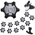 12pcs Golf Spikes, Black Replacement Golf Shoe Studs with Golf Spike Wrench, Stability and Comfort Golf Shoe Accessories Fits Most Golf Shoes