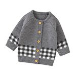 SRTUMEY Clearance Sweater Baby Girl Boy Knit Cardigan Sweater Warm Pullover Tops Toddler Infant Outerwear Jacket Coat Outfit Clothes Button Front Knit Sweater 3-6 Months #3-Grey