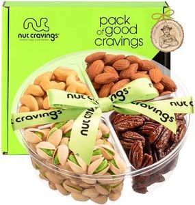 NUT CRAVINGS Gourmet Collection - Mixed Nuts Gift Basket + Green Ribbon (4 Assortments) Teacher Appreciation Arrangement Platter, Birthday Care Package - Healthy Kosher USA Made