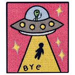 ZEGINs Bye Earth UFO X-file Patch Embroidered Applique Badge Iron On Sew On Emblem