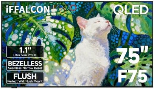 iFFALCON 75-Inch Class QLED 4K Smart TV, Ultra-Slim Picture Frame TV, 144Hz, HDR, Art Mode w/AI Art, Wide Color Gamut, Dolby Vision IQ, Dolby Atmos, Google Assistant Voice Remote(75F75, 2025 Model)