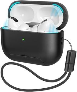MHYALUDO AirPods Pro 2nd/1st Generation Case with Cleaning Kit (HaloLock), Anti-Slip Adjustable Kickstand, Anti-Fingerprint Coating & Precision, Full Drop Protection Cover with Lanyard, Black
