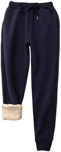 Yeokou Warm Sweatpants Womens Fleece Sherpa Lined Winter Active Running Jogger Pants (Medium, Navy Blue)