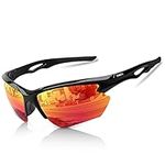 BONDDI Sunglasses Men - Polarized Sports Sun Glasses Ultra Light Unbreakable Frame Eyewear UV400 Protection (Red)